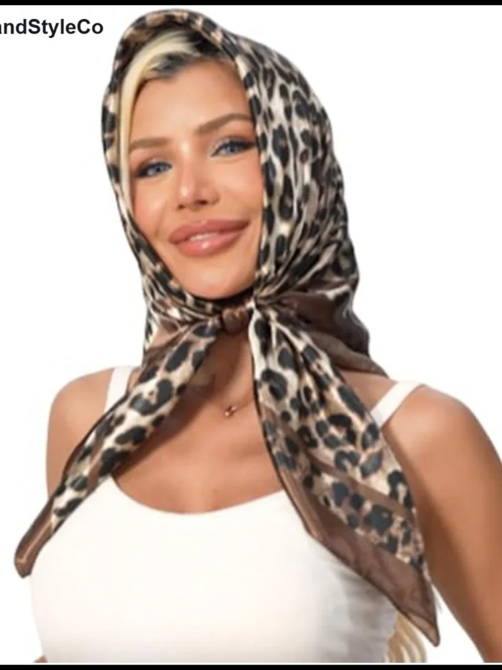 Silky Satin Square Head Scarf 35x35 Leopard Print Hair Neck Scarf for Women